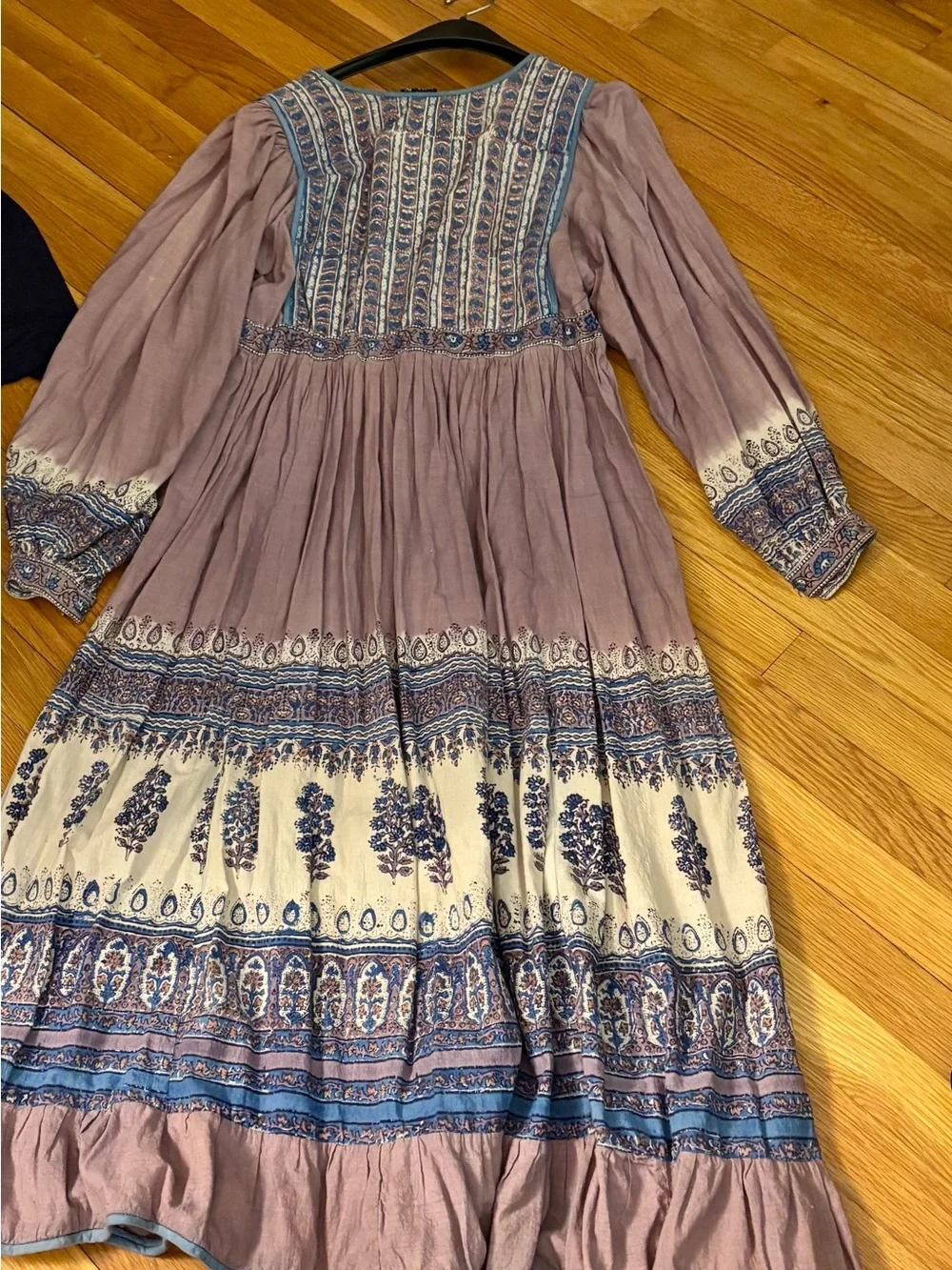 Nataraj, Vintage Lavender and Cream Hippie Dress, size 14